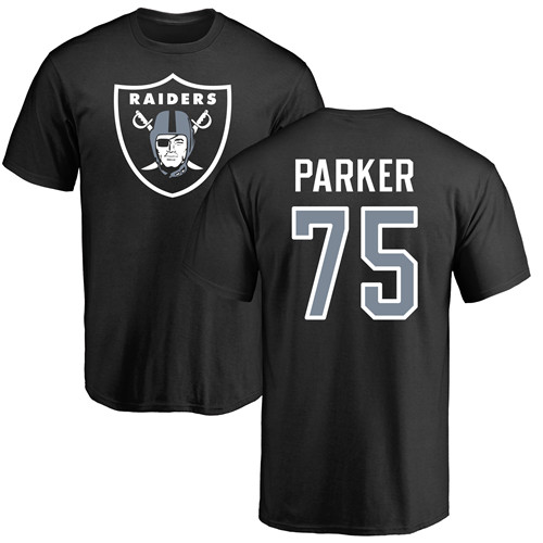 Men Oakland Raiders Black Brandon Parker Name and Number Logo NFL Football #75 T Shirt